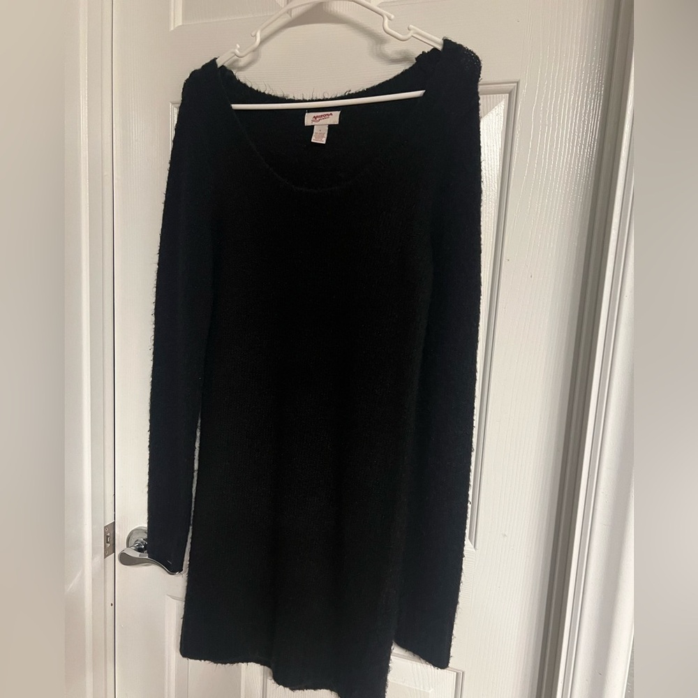 Shimmer black sweater dress